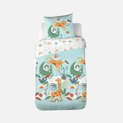 Juego de cama de algodón reversible estampado sabana/arcoíris, 140cm