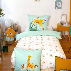Juego de cama de algodón reversible estampado sabana/arcoíris, 140cm