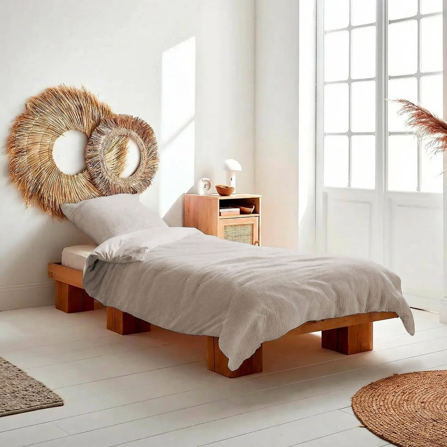 Juego de cama de gasa de algodón guijarro