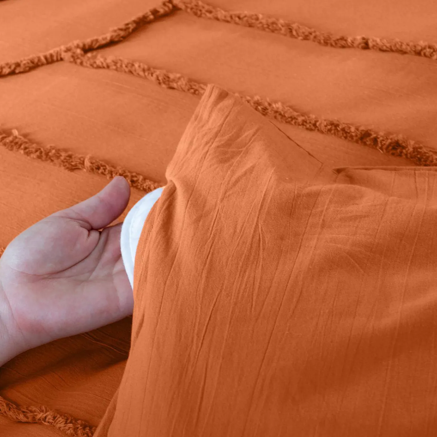 Juego de funda nórdica de algodón de 2 plazas, terracota