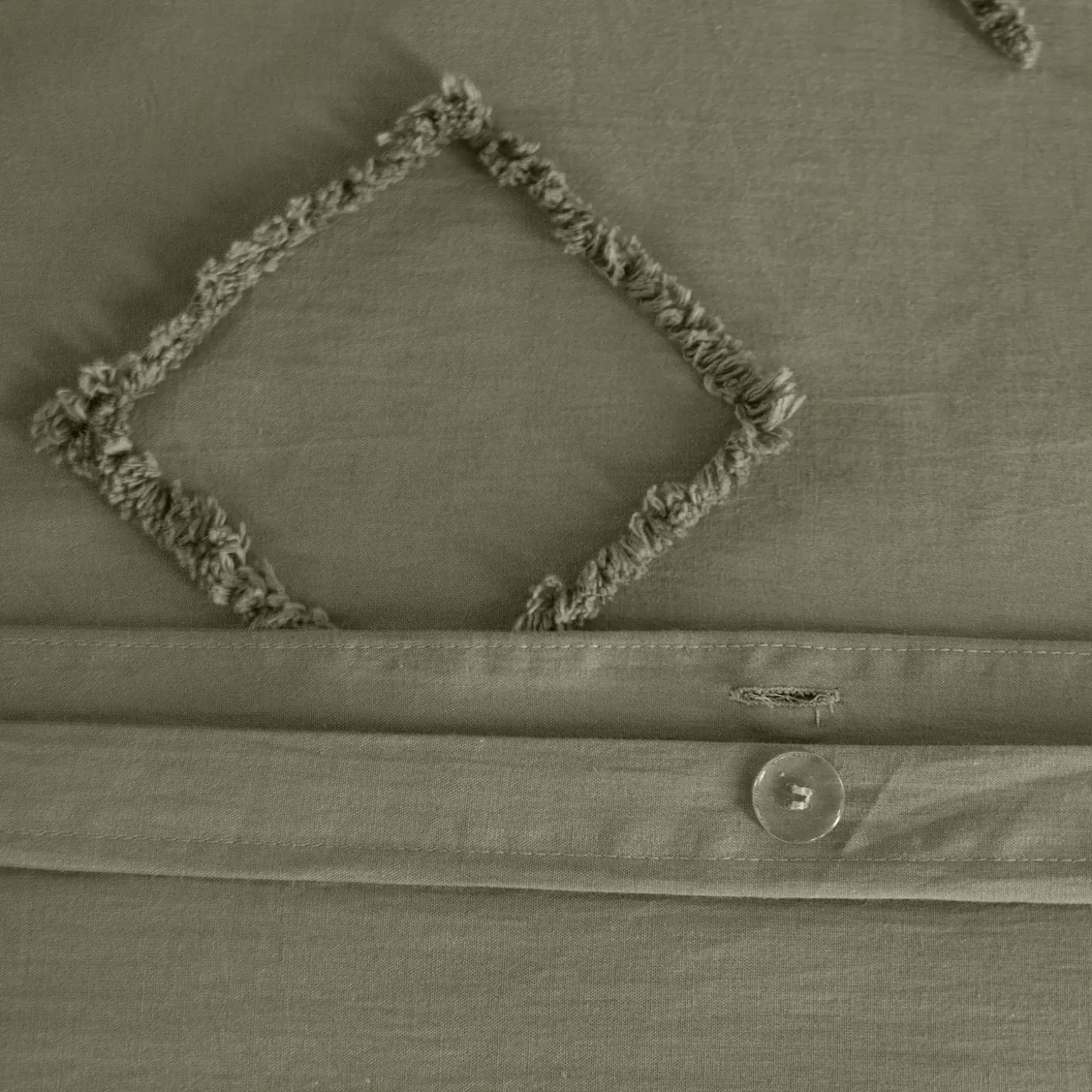 Juego de funda nórdica de algodón, tufted étnico verde de 2 plazas