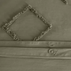 Juego de funda nórdica de algodón, tufted étnico verde de 2 plazas