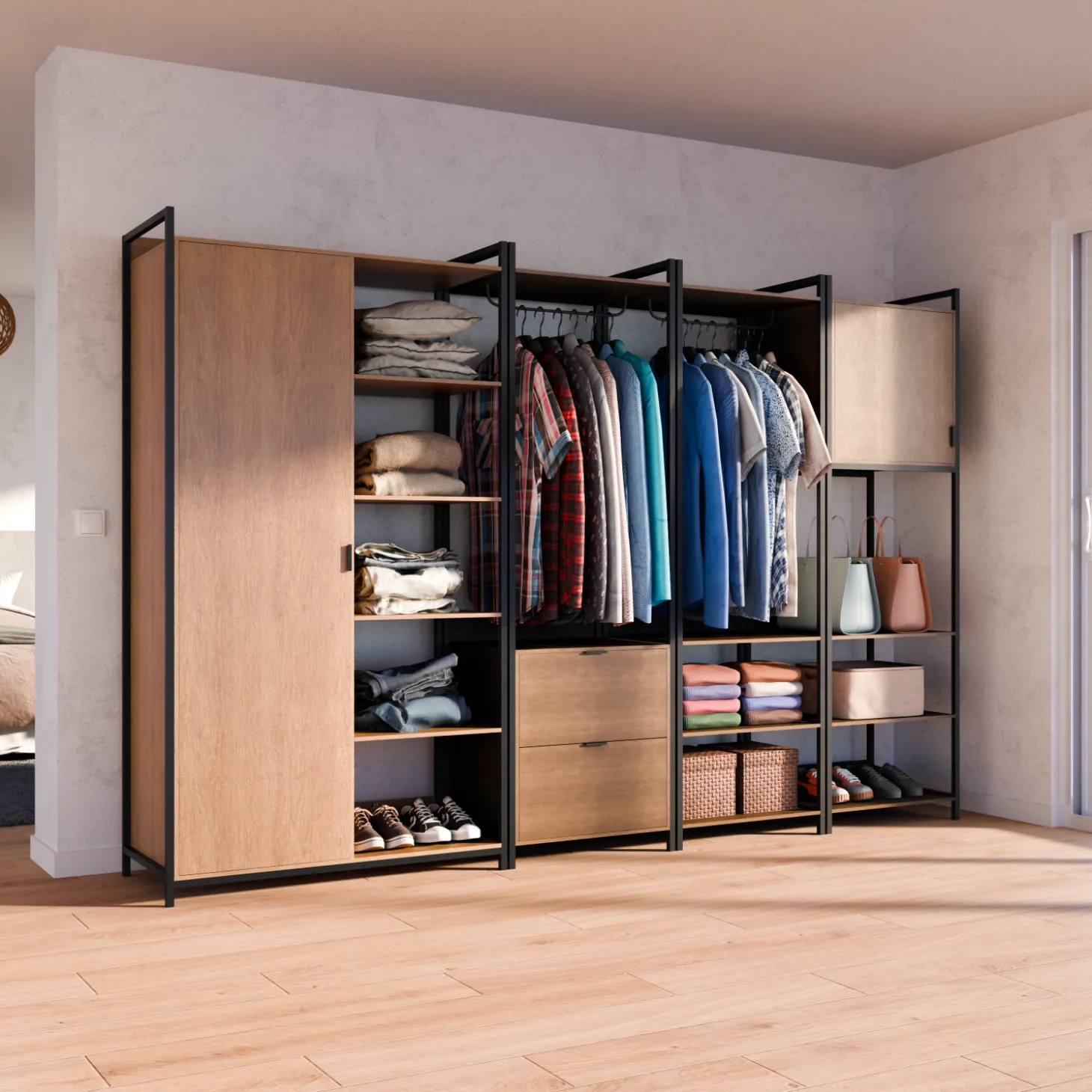 Kit de vestidor modular con 4 elementos