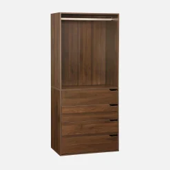 Kit de vestidor modular decorado en madera, 4 elementos