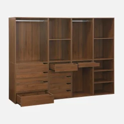 Kit de vestidor modular decorado en madera, 4 elementos