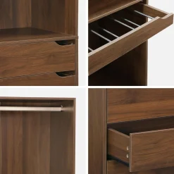 Kit de vestidor modular decorado en madera, 4 elementos