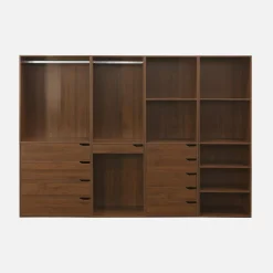 Kit de vestidor modular decorado en madera, 4 elementos