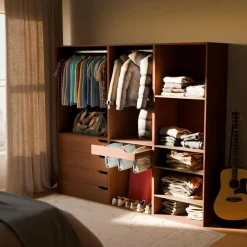 Kit de vestidor modular decorado en madera 3 elementos