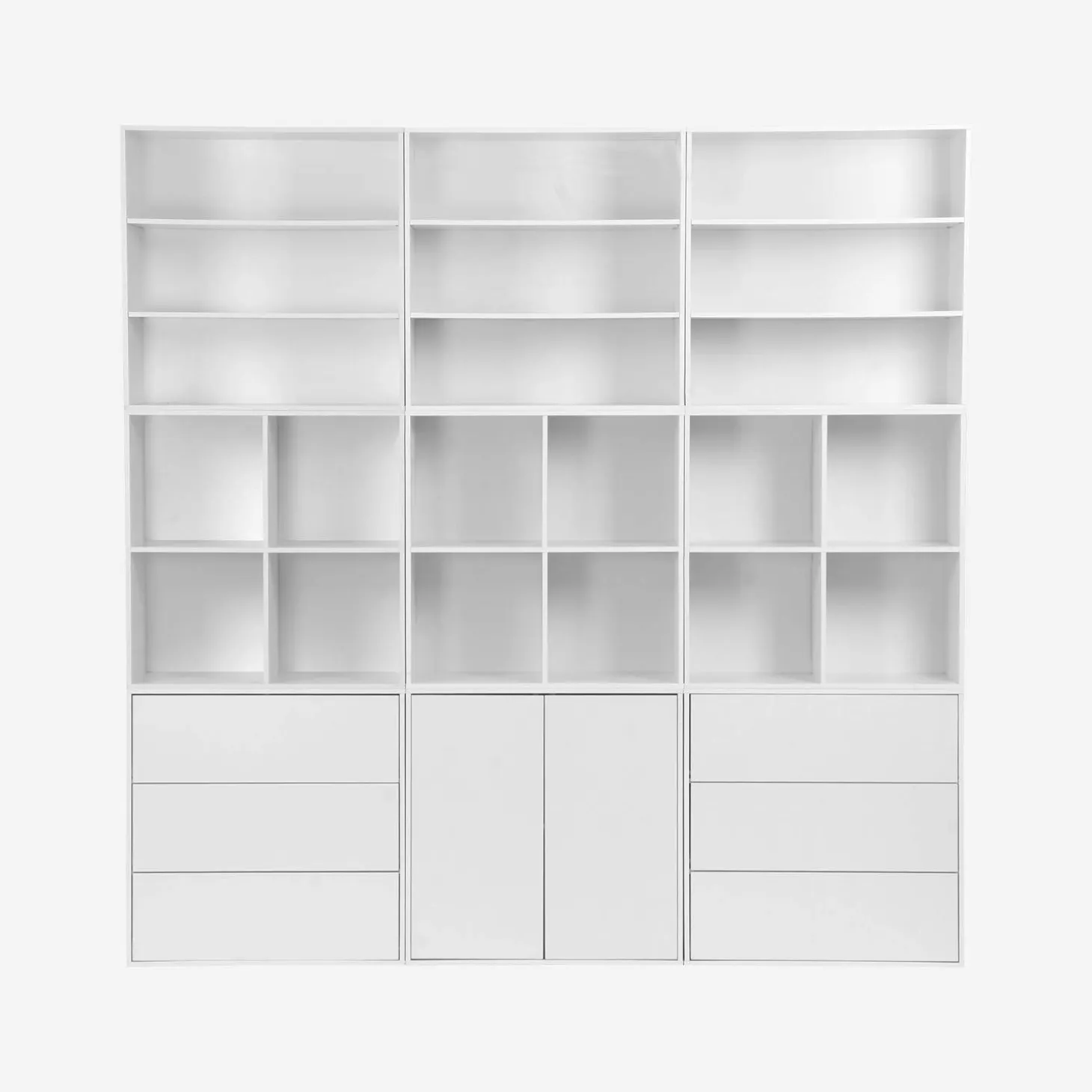 Kit estantería o biblioteca modular decorativa madera con 9 elementos