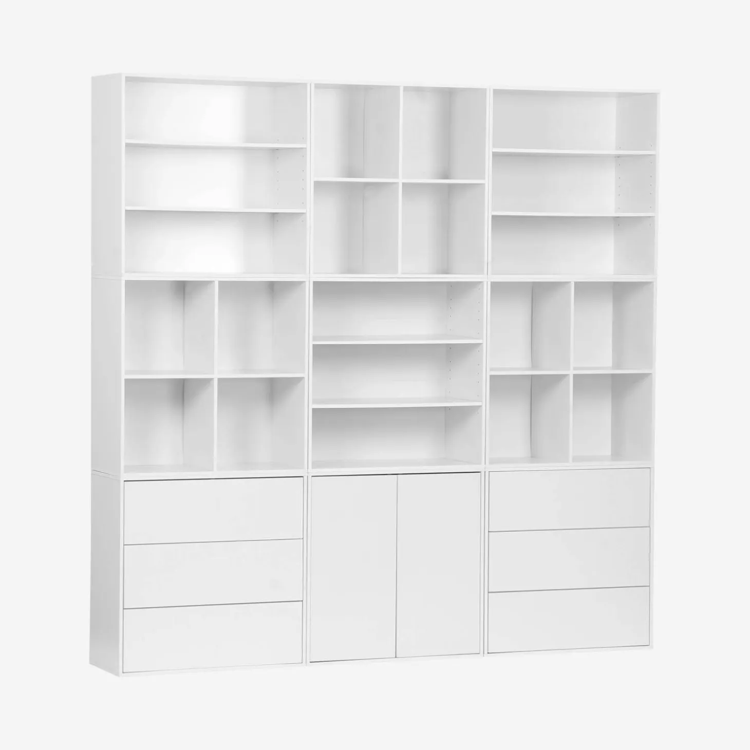 Kit estantería o biblioteca modular decorativa madera con 9 elementos