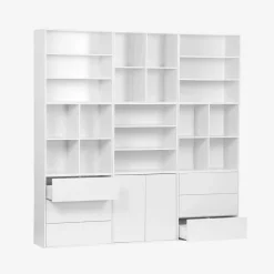 Kit estantería o biblioteca modular decorativa madera con 9 elementos