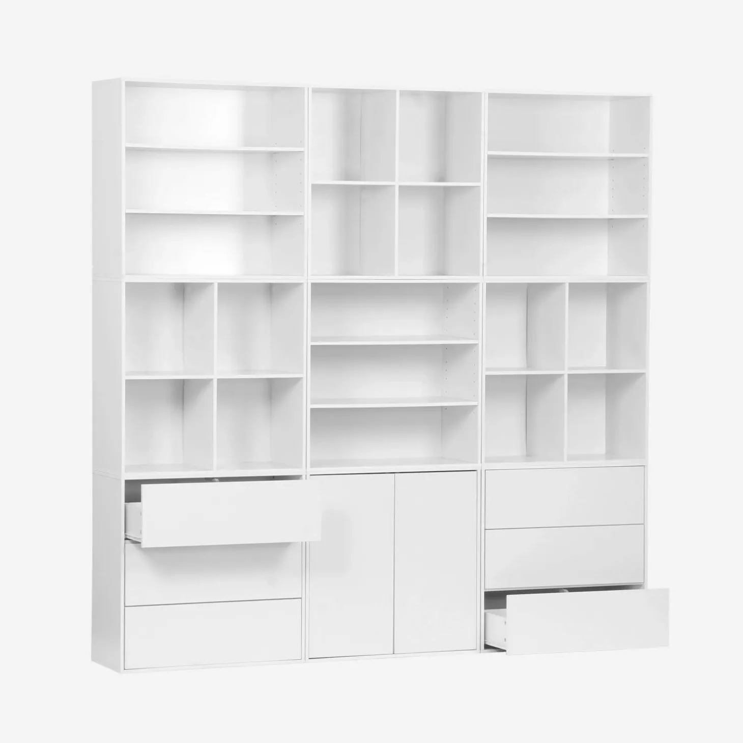 Kit estantería o biblioteca modular decorativa madera con 9 elementos
