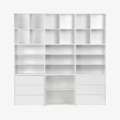 Kit estantería o biblioteca modular decorativa madera con 9 elementos