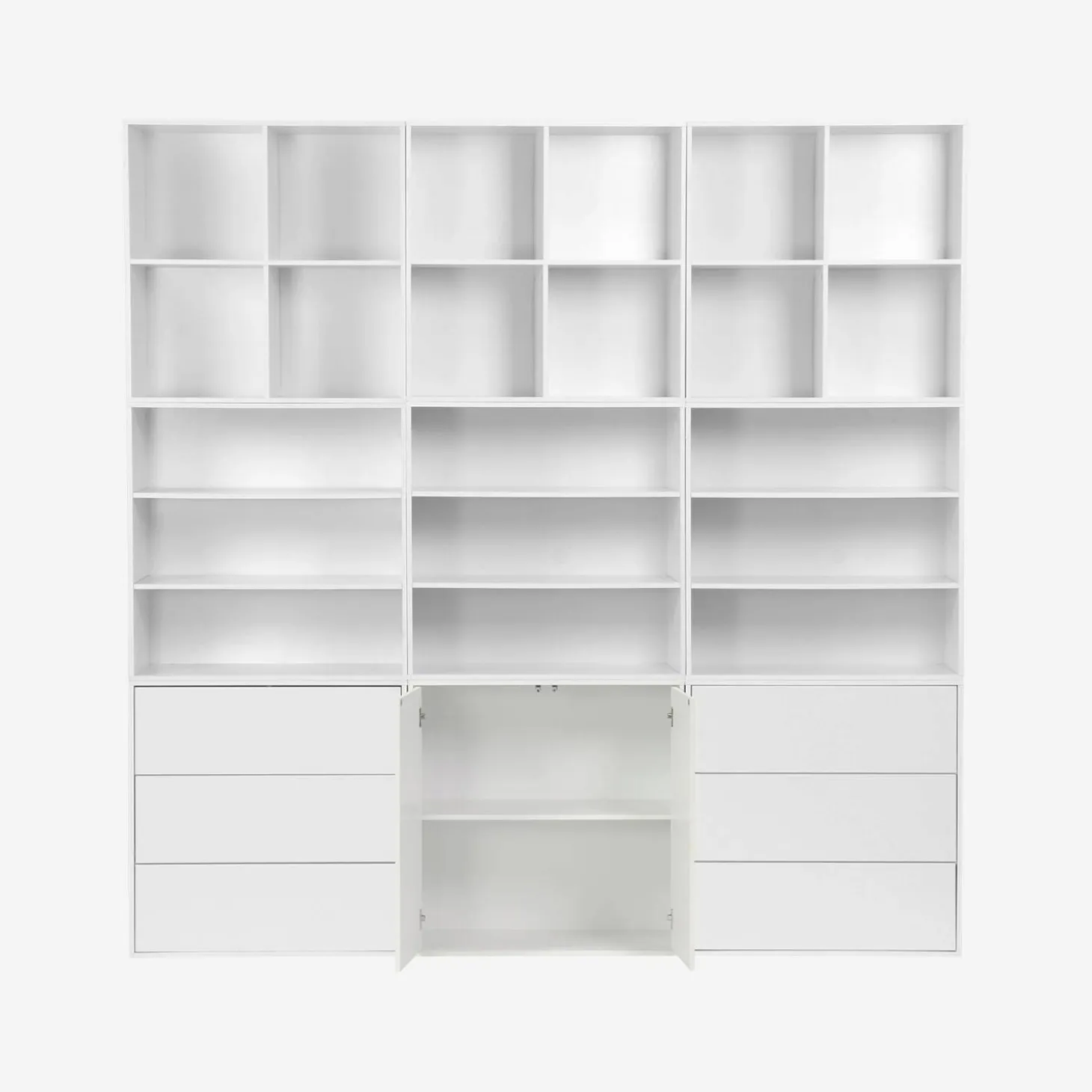 Kit estantería o biblioteca modular decorativa madera con 9 elementos