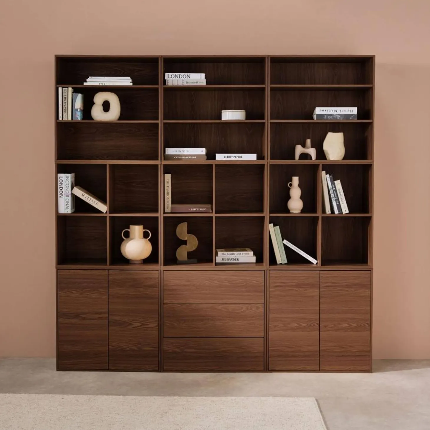 Kit estantería o biblioteca modular con 9 secciones