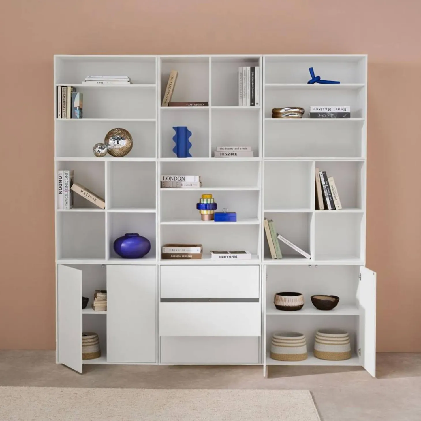Kit estantería o biblioteca modular con 9 secciones
