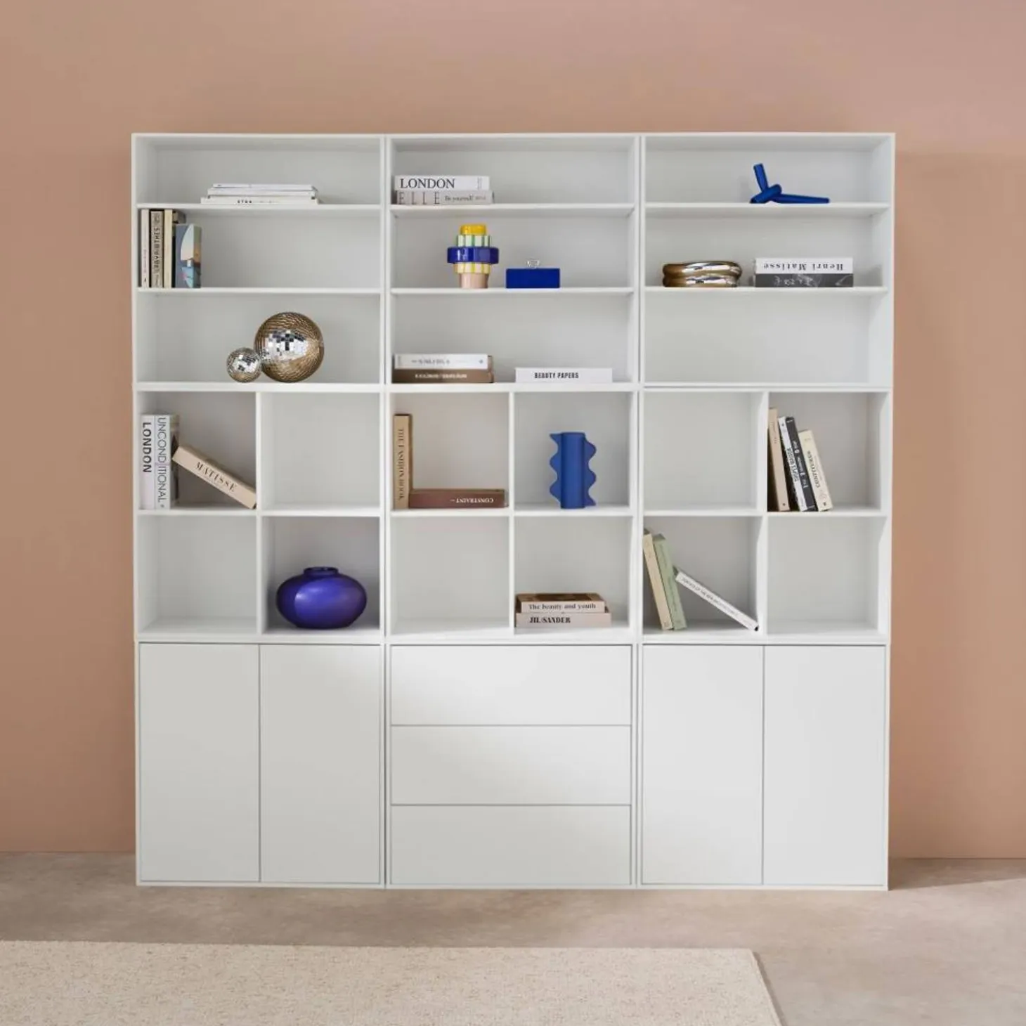 Kit estantería o biblioteca modular con 9 secciones