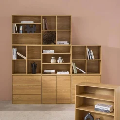 Kit estantería o biblioteca modular decorativa madera con 9 elementos