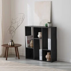 Librería de 3 estantes con 6 compartimentos