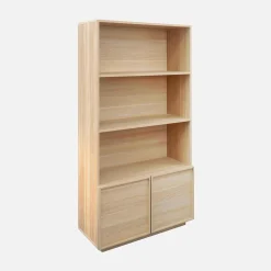 Librería efecto madera con 2 puertas y 5 niveles
