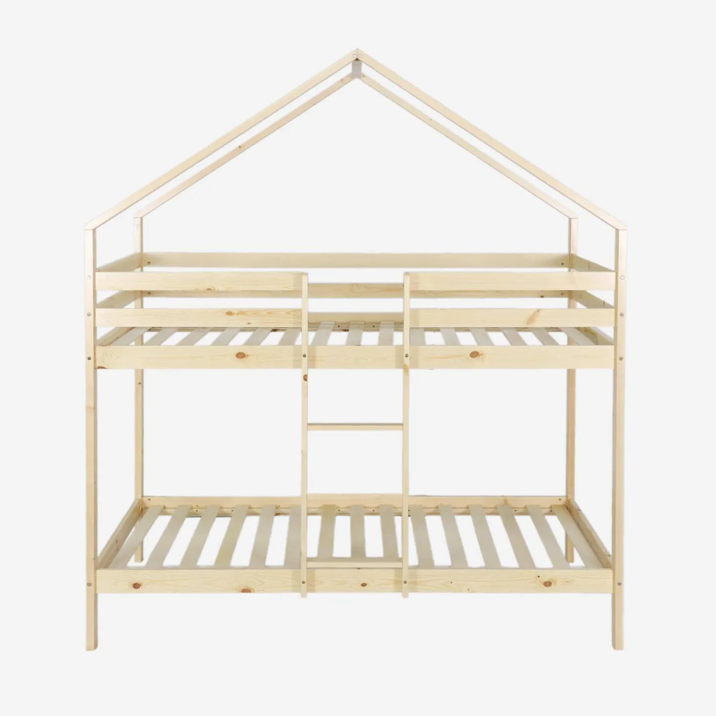 Litera infantil cabaña de pino natural, 90cm