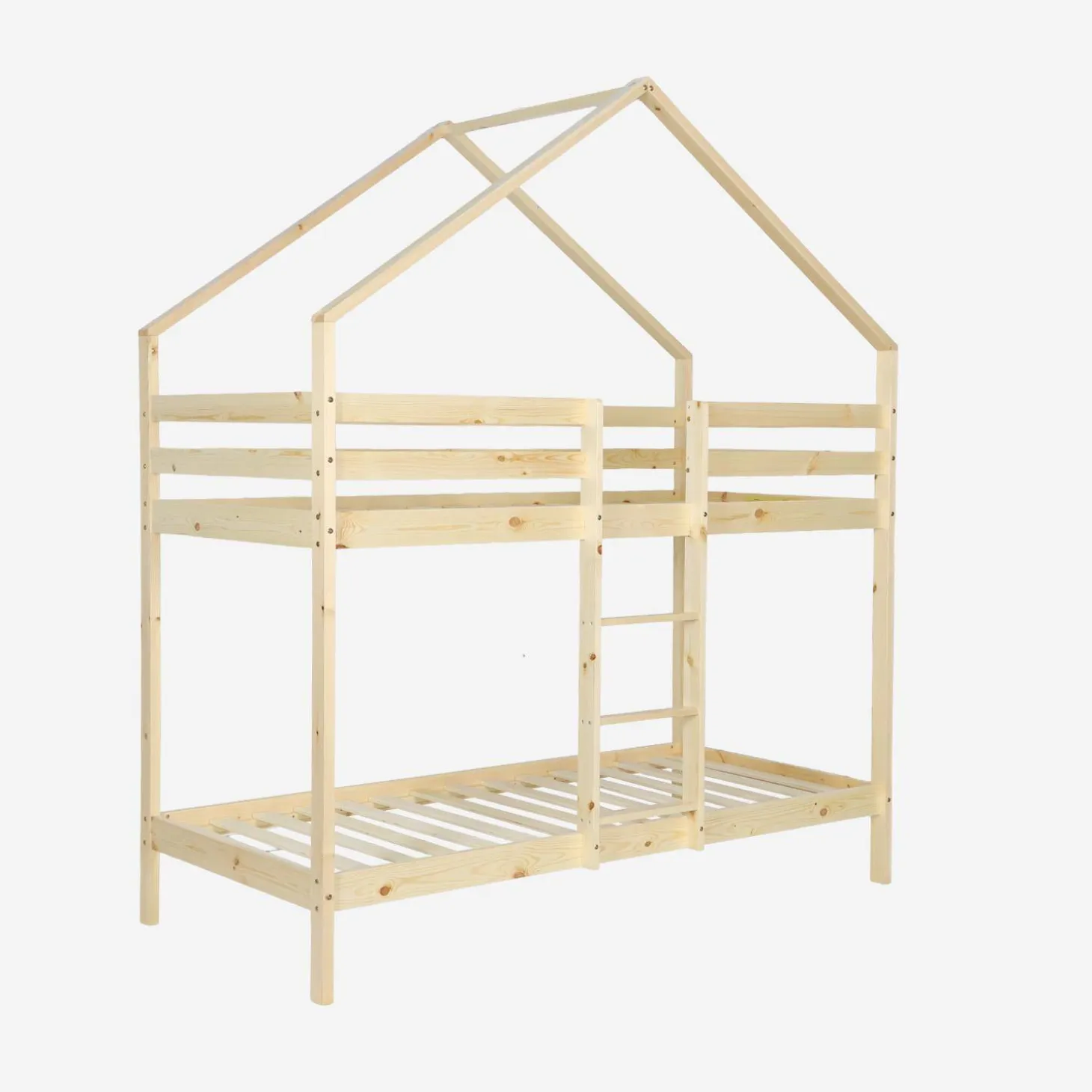Litera infantil cabaña de pino natural, 90cm