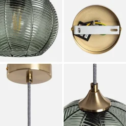 Lámpara colgante de techo con metal y vidrio, 20cm