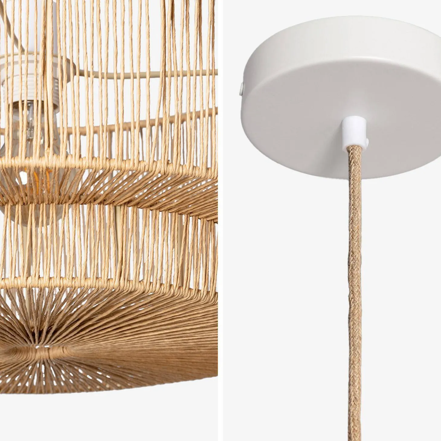 Lámpara colgante de techo con efecto ratán, 50cm