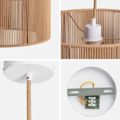 Lámpara colgante de techo con fibra natural, 40cm