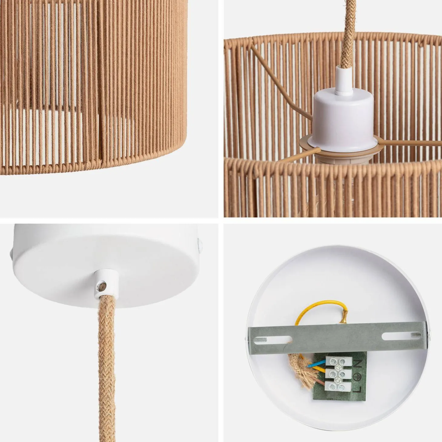 Lámpara colgante de techo con fibra natural, 40cm