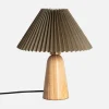 Lámpara de mesa interior madera y tela, Ø10,5cm