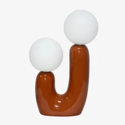 Lámpara de mesa orgánica de cerámica y vidrio