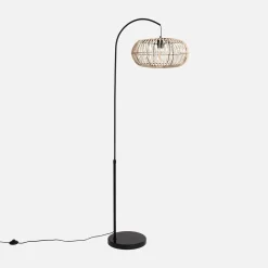 Lámpara de pie interior de ratán natural H 170cm