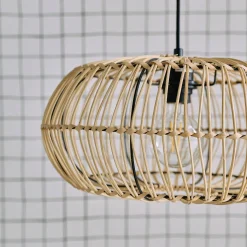 Lámpara de pie interior de ratán natural H 170cm