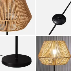Lámpara de pie interior efecto ratán, 150cm