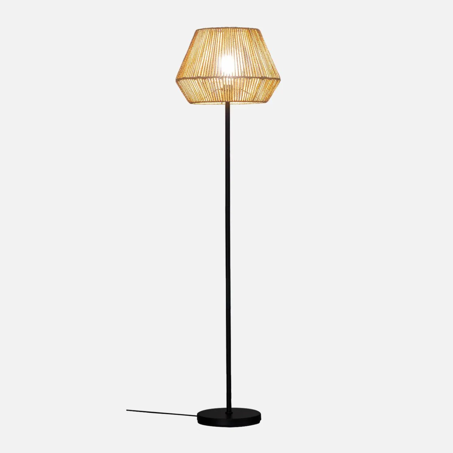 Lámpara de pie interior efecto ratán, 150cm
