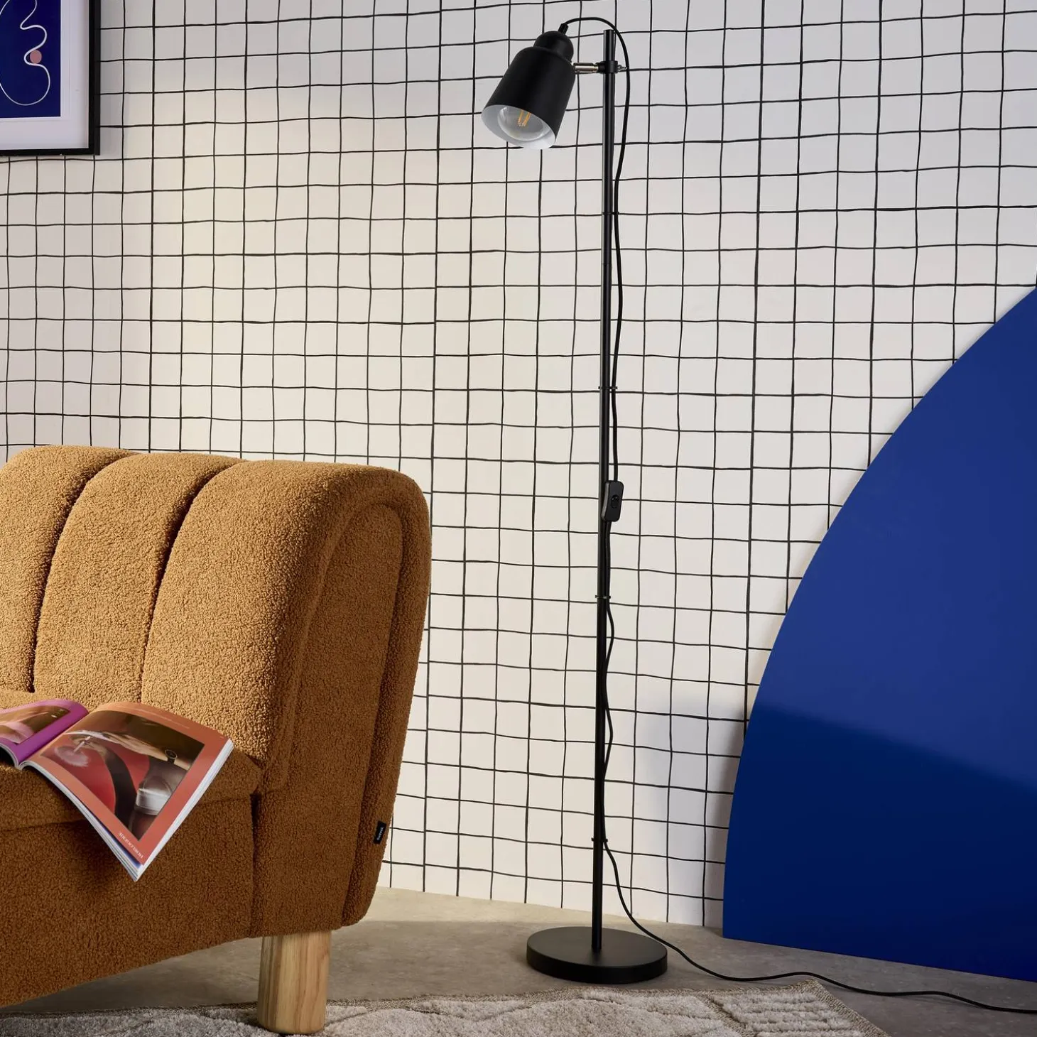 Lámpara de pie interior metal, 145cm