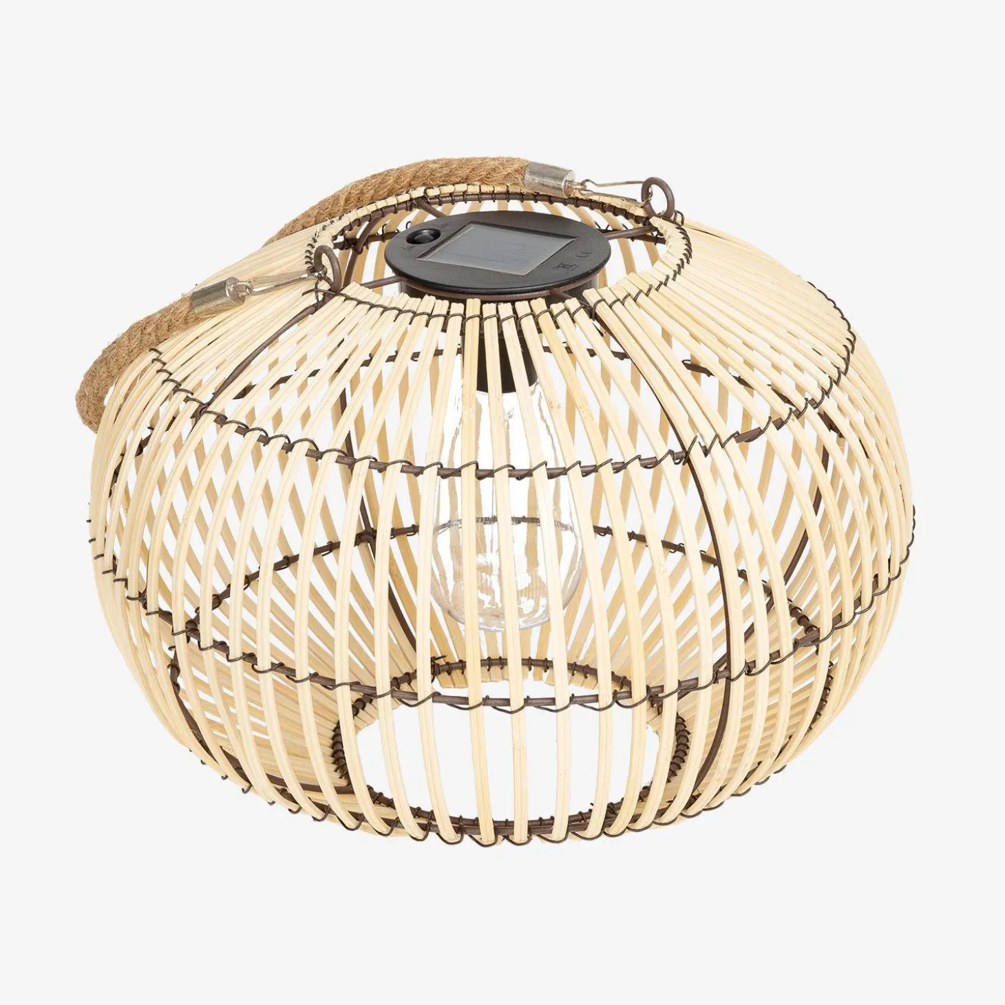 Lámpara exterior solar LED de ratán, 31,5cm