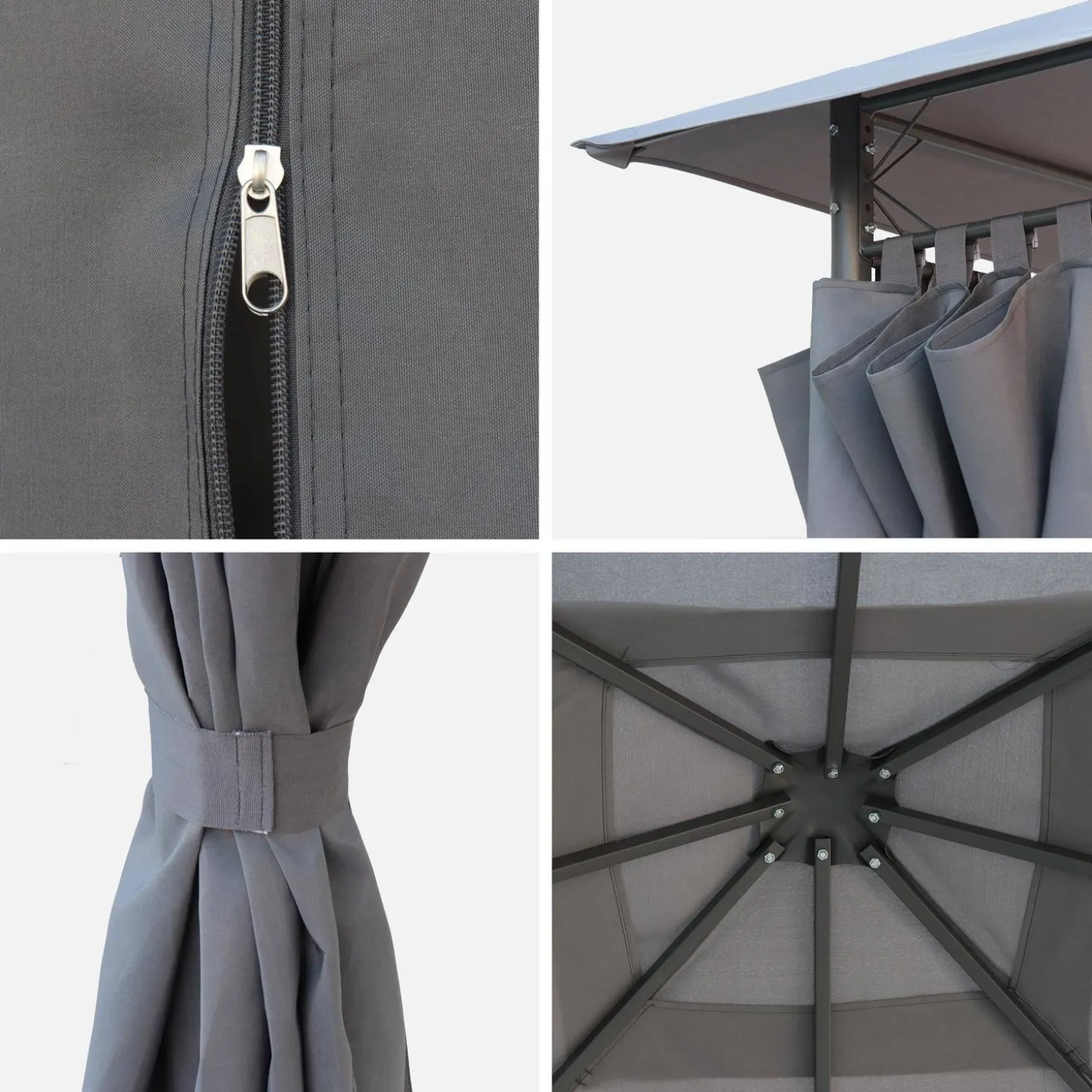 Lona de techo + cortinas para pergola Elusa 3x3m