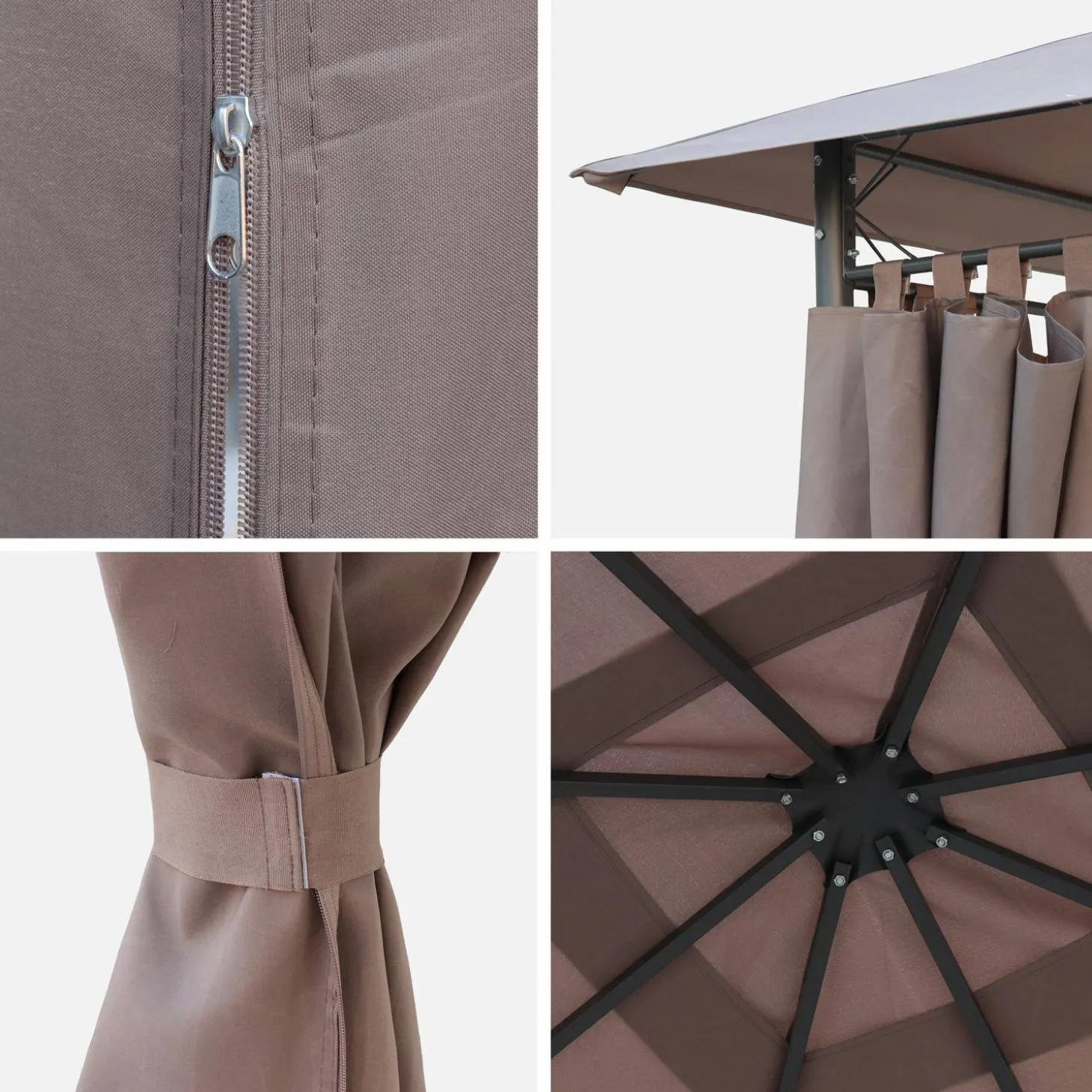 Lona de techo + cortinas para pergola Elusa 3x3m