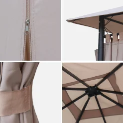 Lona de techo + cortinas para pergola Elusa 3x3m