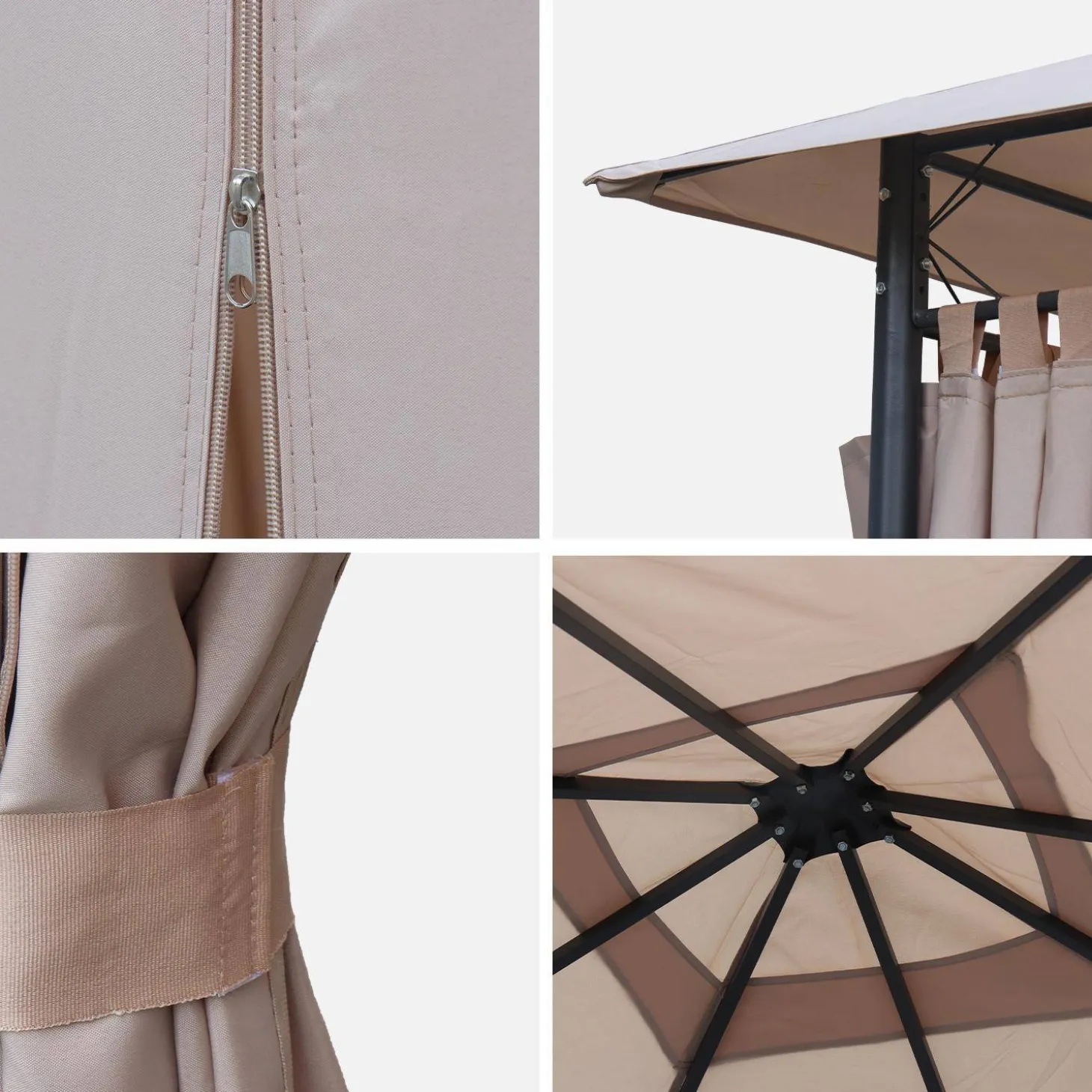 Lona de techo + cortinas para pergola Elusa 3x3m