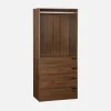 Módulo de vestidor decorado en madera con 4 cajones y 1 barra para colgar
