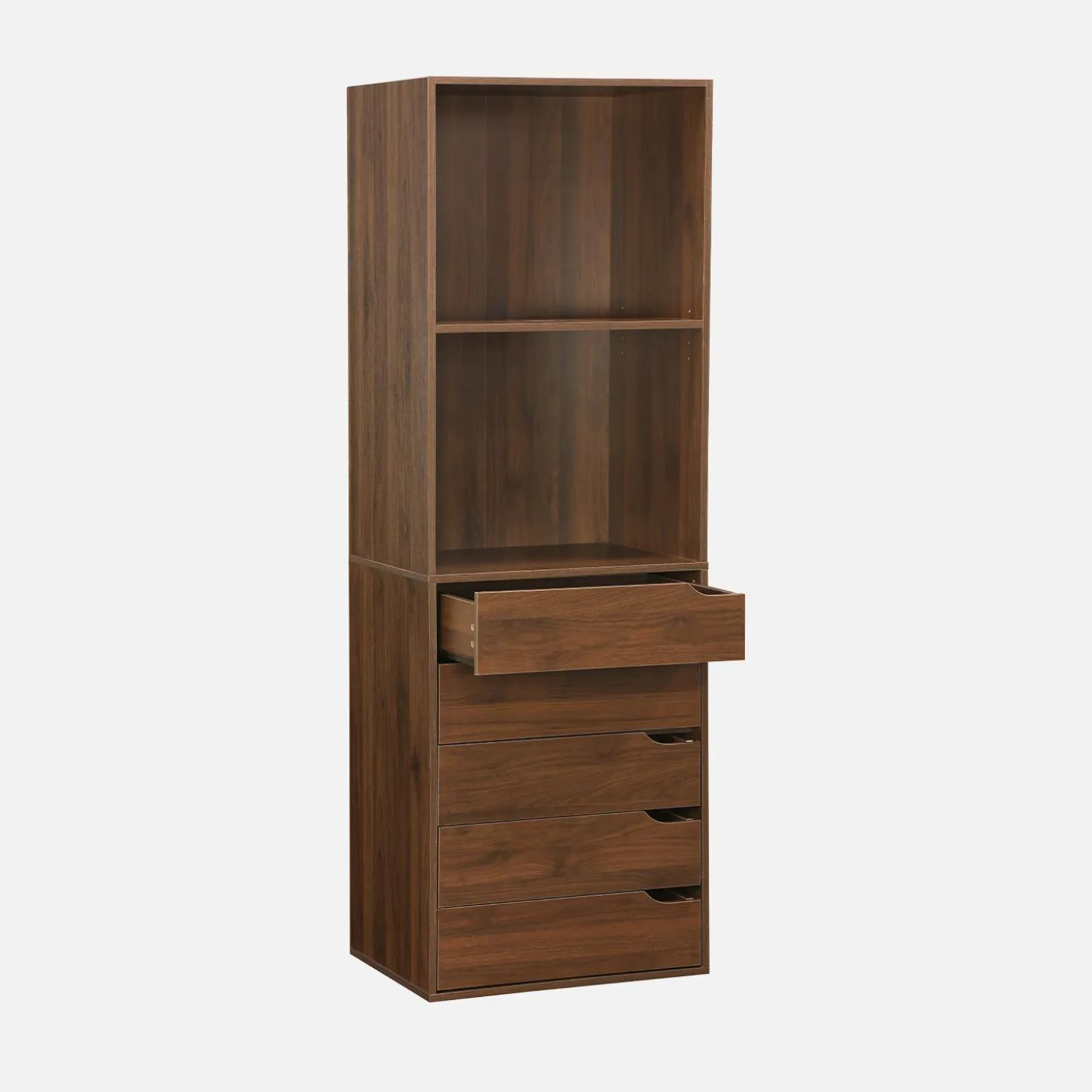 Módulo de vestidor decorativo de madera con 5 cajones y 2 estantes