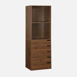 Módulo de vestidor decorativo de madera con 5 cajones y 2 estantes