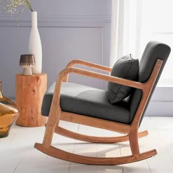 Mecedora estilo escandinavo de madera y tela