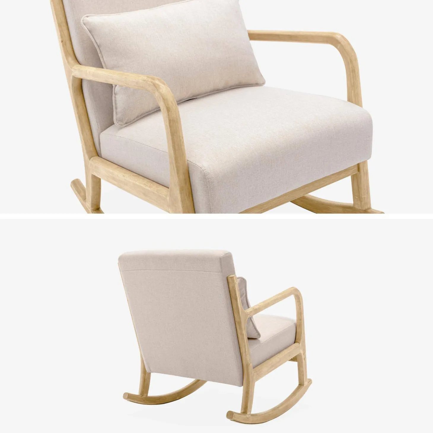Mecedora estilo escandinavo de madera y tela