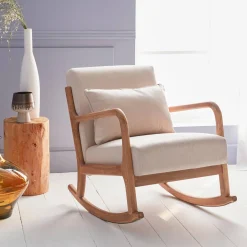 Mecedora estilo escandinavo de madera y tela