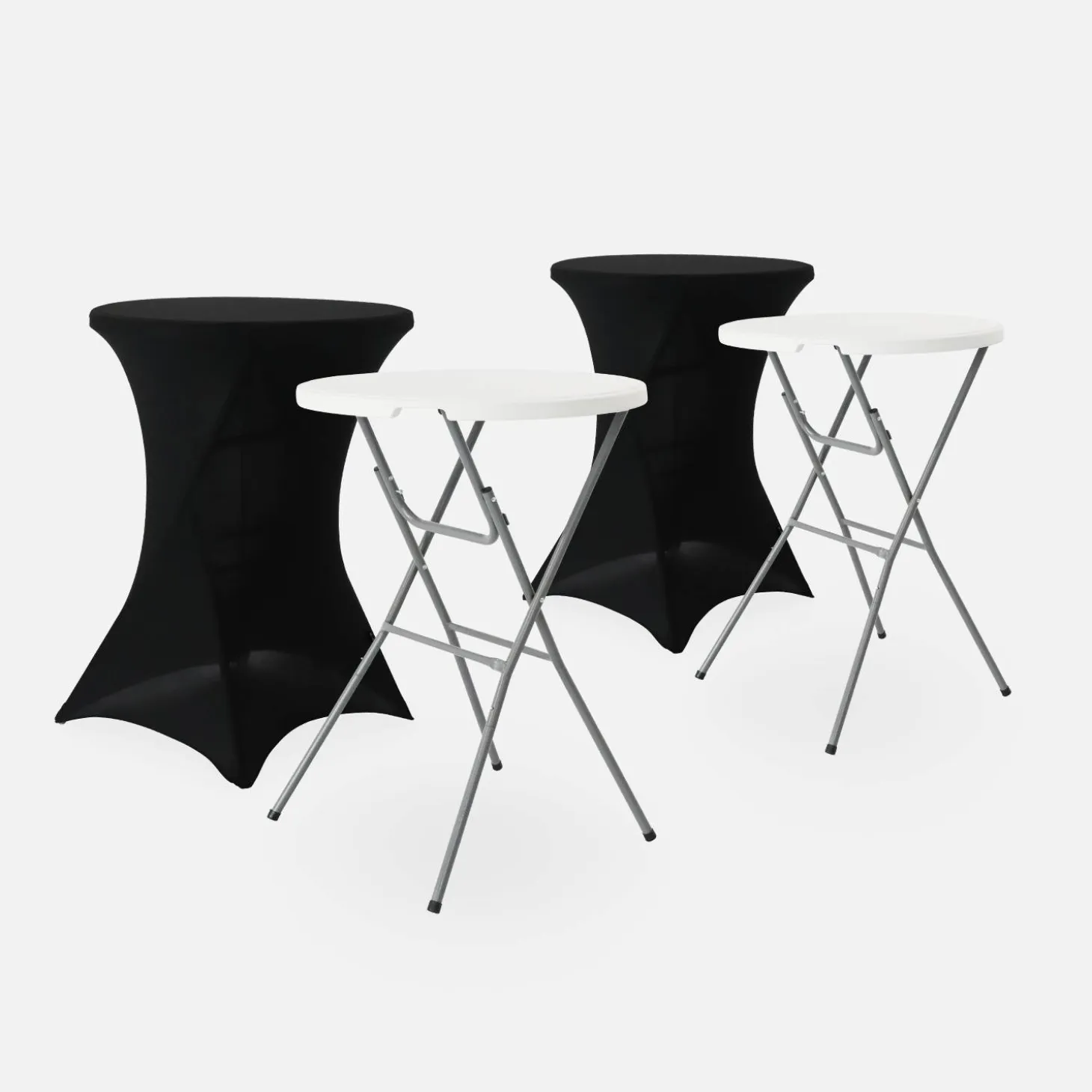 Mesa alta plegable con funda protectora para eventos, set de 2