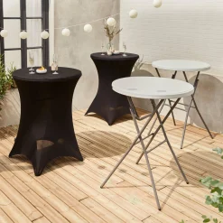 Mesa alta plegable con funda protectora para eventos, set de 2